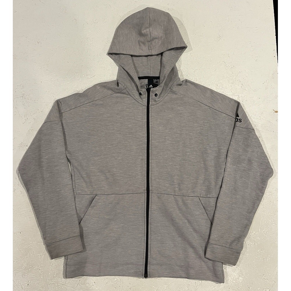 Adidas Stadium Full Zip Athletic Jacket DU1138 Light Gray Mens L Hooded